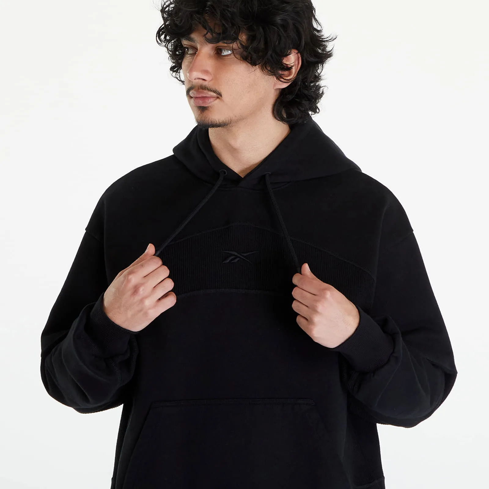 Reebok LTD Waffle Pattern Hoodie Black