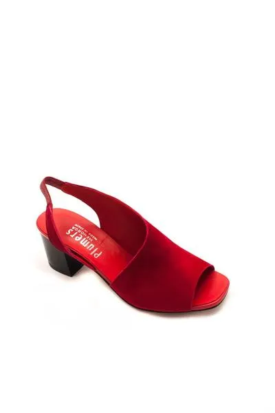 sandalia plumers tacon lateral abierto ante rojo