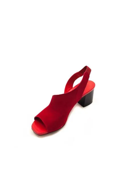 sandalia plumers tacon lateral abierto ante rojo