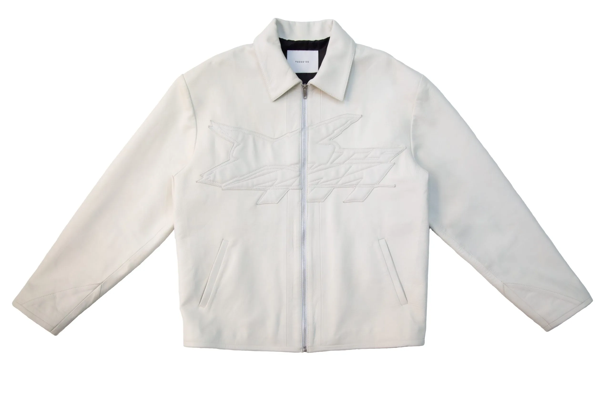 Tiempos Leather Jacket Dianthus White