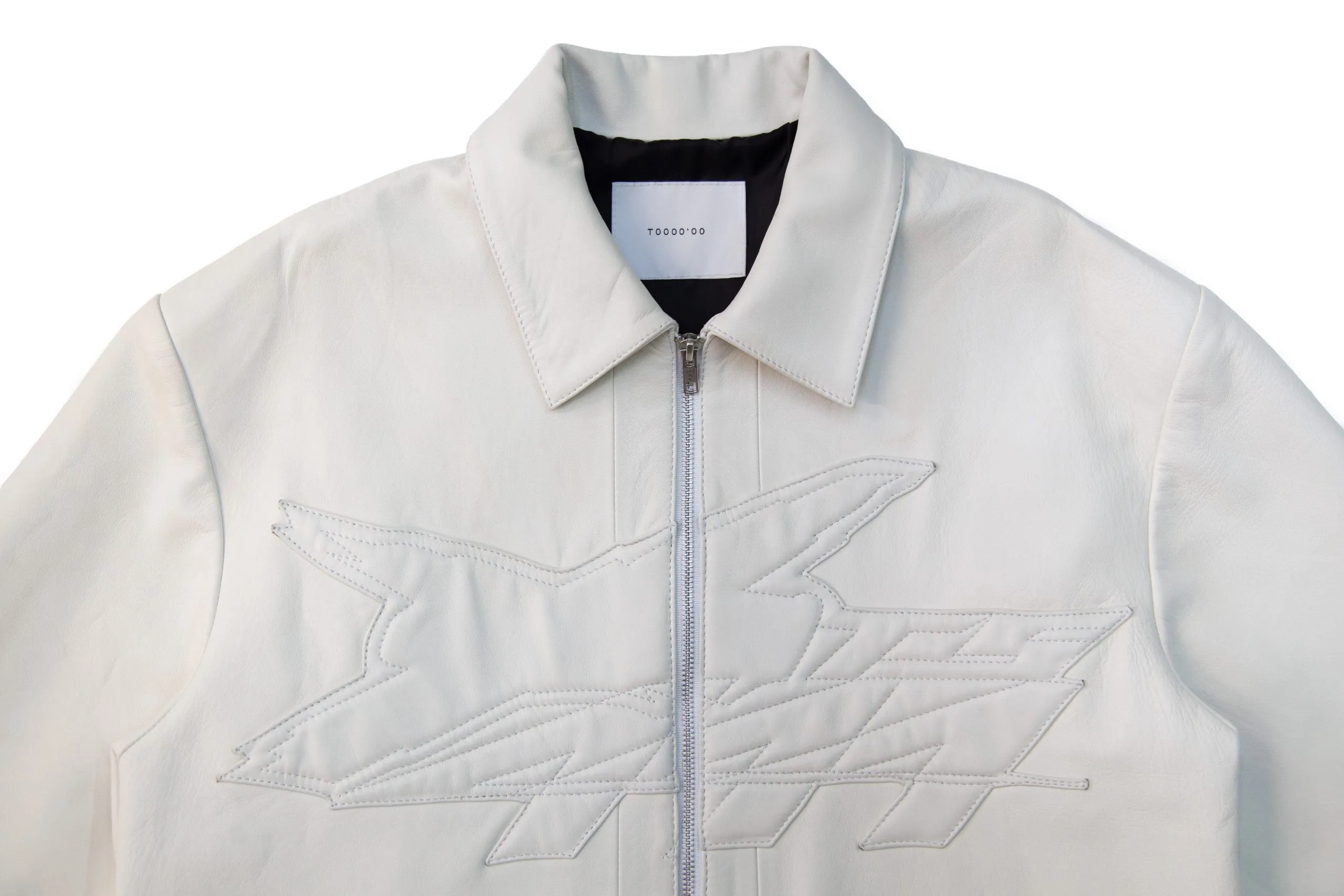 Tiempos Leather Jacket Dianthus White