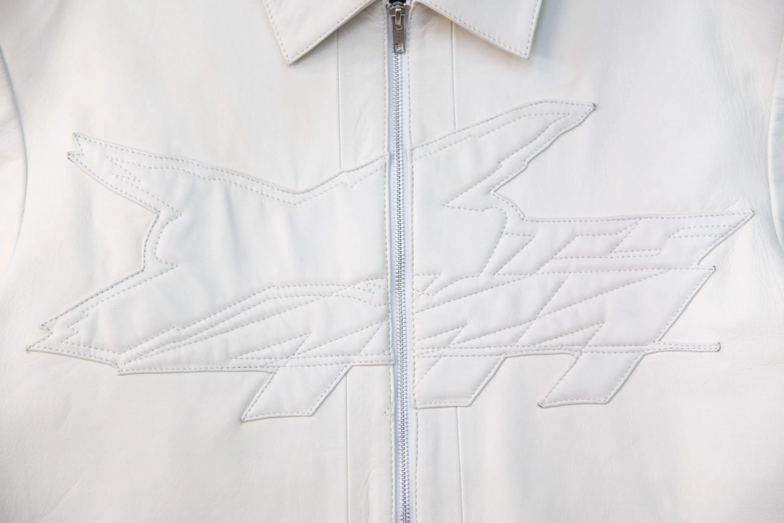 Tiempos Leather Jacket Dianthus White