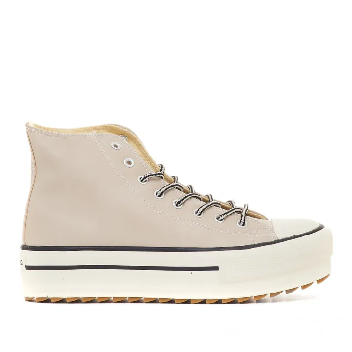 Zapatillas altas Victoria tribu doble sierra efecto piel beige