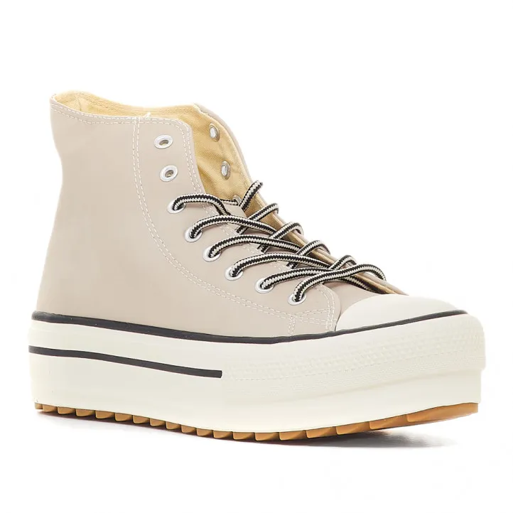 Zapatillas altas Victoria tribu doble sierra efecto piel beige