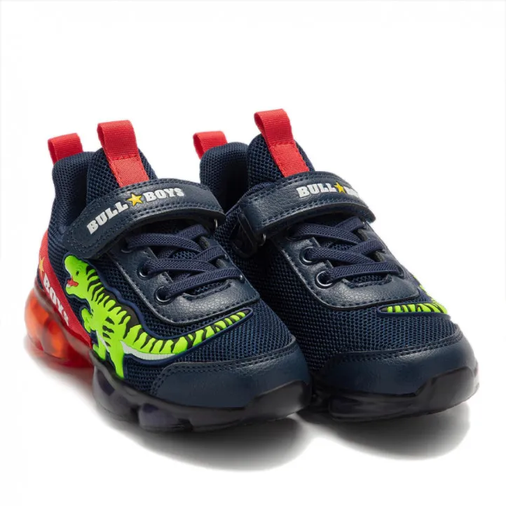 Zapatillas deporte Bull Boys azules con tyrannosaurus