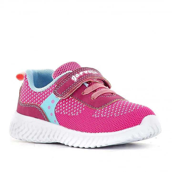 Zapatillas deporte Garvalin rosas con detalles azules celeste