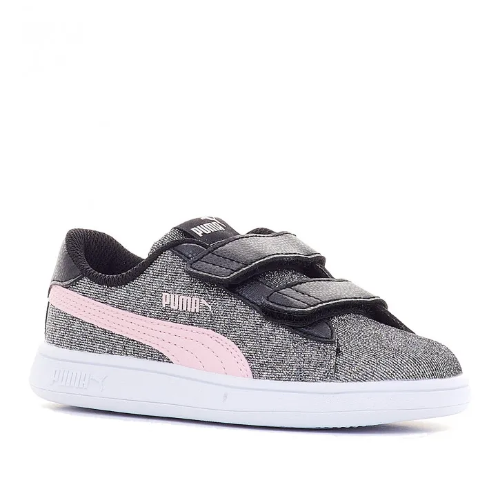 Zapatillas deporte Puma smash negras con logo rosa