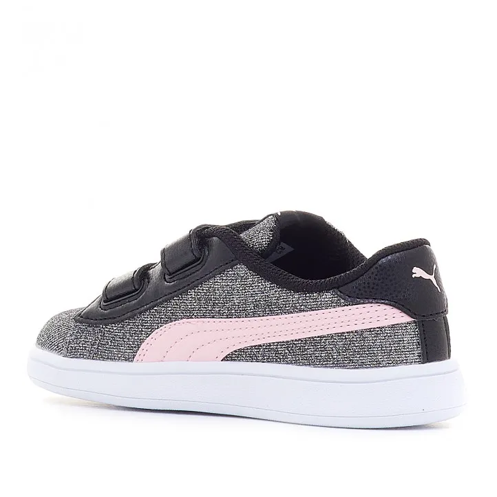 Zapatillas deporte Puma smash negras con logo rosa